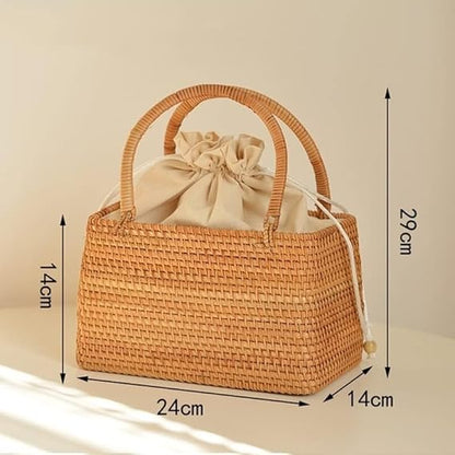 🌿 Handmade Rattan Handbag 👜 Chic & Boho 🌸