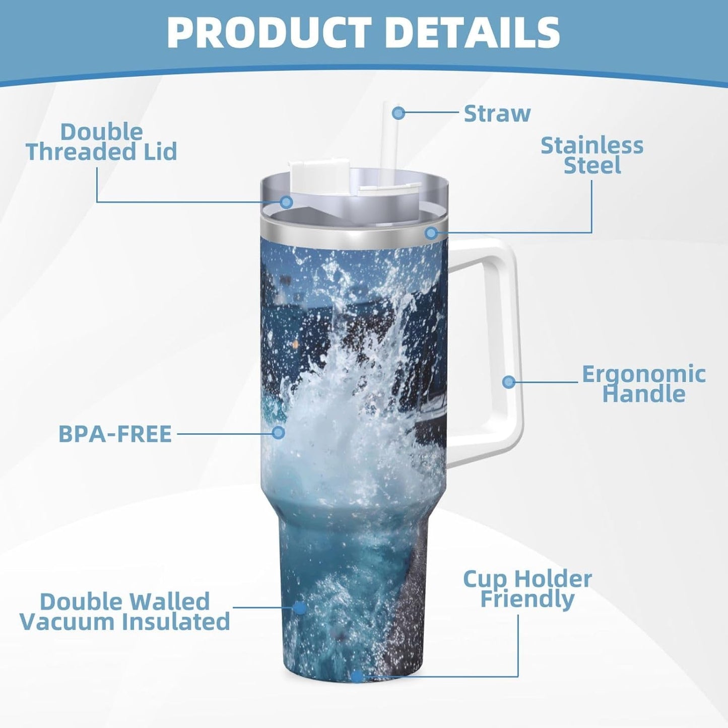 💦🏊‍♂️ 40oz Splash Water Cup 🥤❄️🔥 – Stylish & Durable 🚗✨