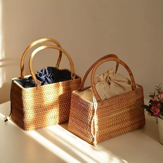 🌿 Handmade Rattan Handbag 👜 Chic & Boho 🌸