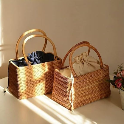 🌿 Handmade Rattan Handbag 👜 Chic & Boho 🌸
