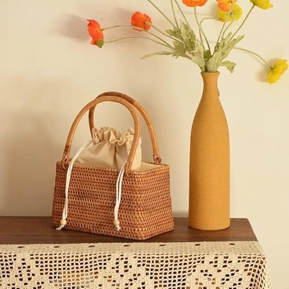 🌿 Handmade Rattan Handbag 👜 Chic & Boho 🌸