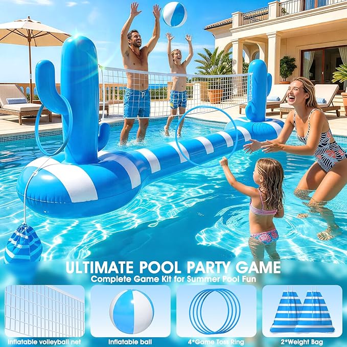 🏐💦 Inflatable Pool Volleyball Set 🌞 Fun & Floating Game 🎉